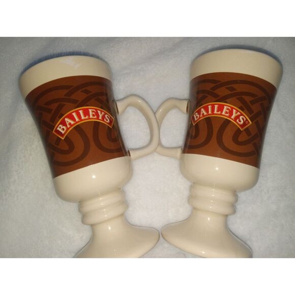 2 Lot Vintage Baileys Irish‎ Cream Coffee Mugs Pedestal Ceramic - Picture 1 of 5